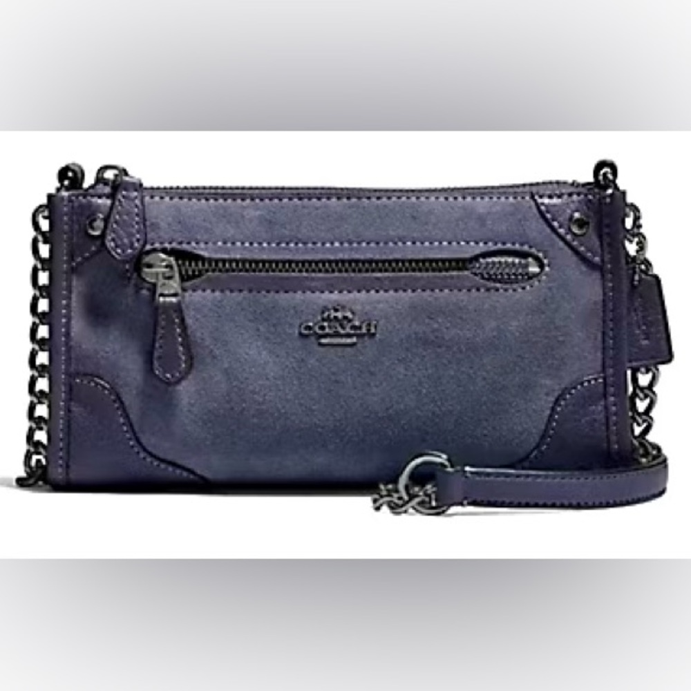 Coach  Leather Chain Strap Crossbody Bag Front Zip